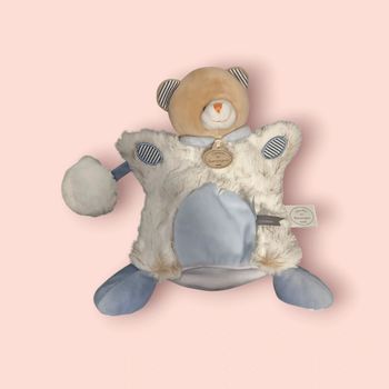 Doudou marionnette ours 🐻 beige bleu Doudou et compagnie