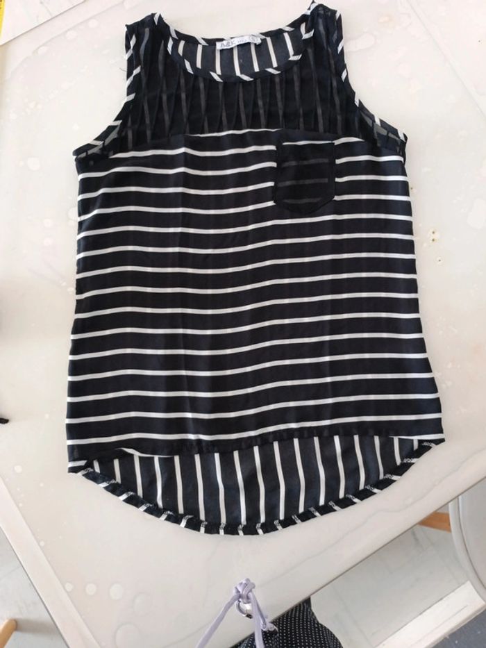 Haut voile rayé noir et blanc S