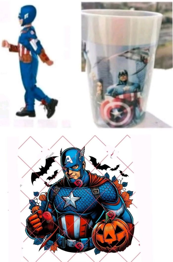 Déguisement Marvel Captain america 5/6 ans et gobelet - photo numéro 2