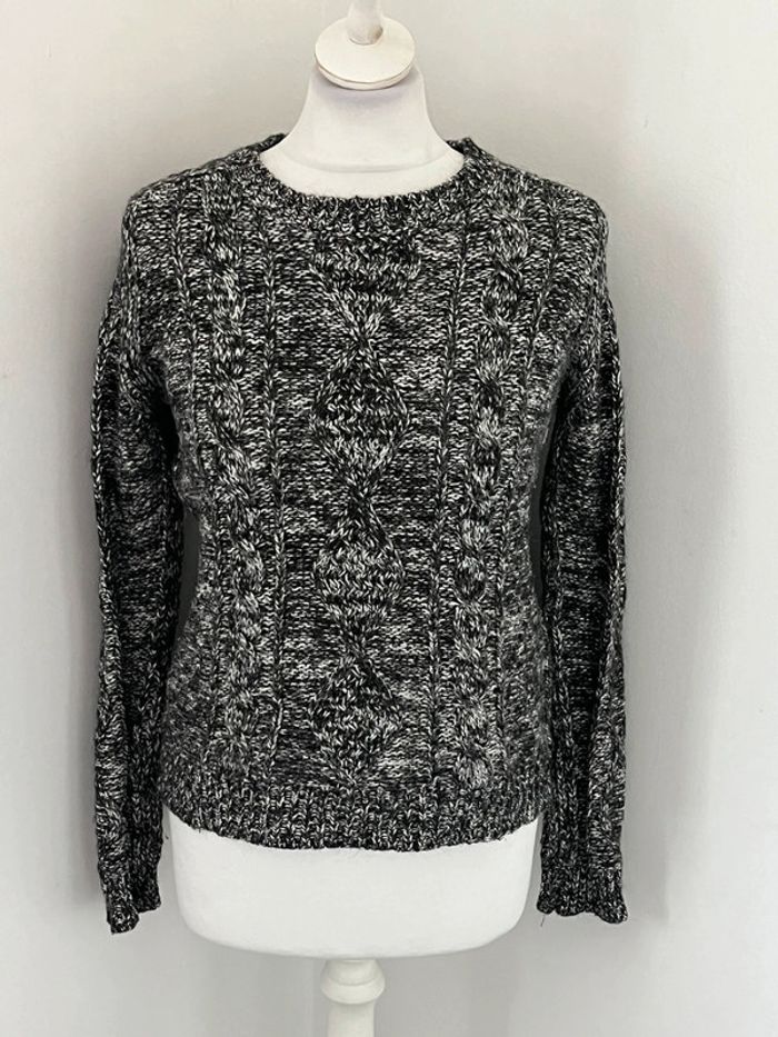 Pull chiné avec mohair gris torsadé Maje M