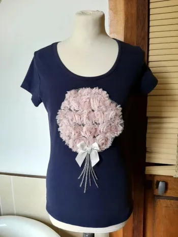 Tee-shirt femme original fleurs "cache cache" taille M