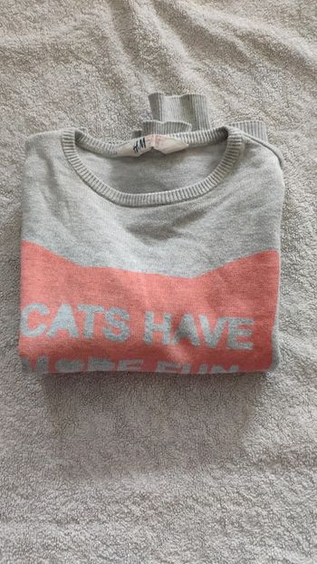 Pull fin h  et m 6 8 ans chat orange gris