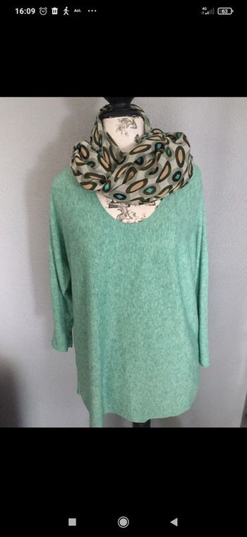 Pull vert T 44/46 neuf