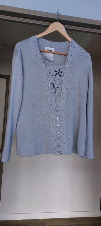 Pull gris avec perles