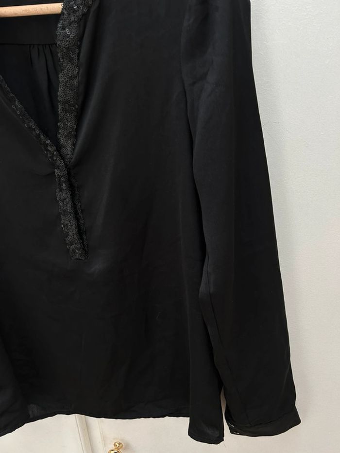 Blouse noir brodée avec perles - taille 34 promod - photo numéro 3