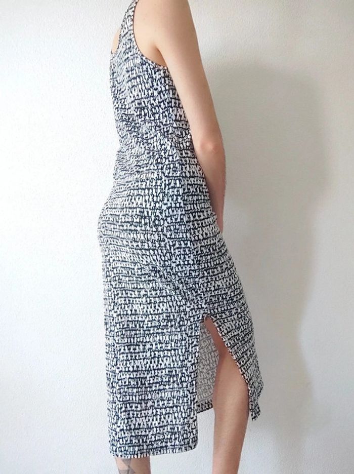 Robe longue fendue abstrait blanc noir - 38/M à 40/L - photo numéro 2