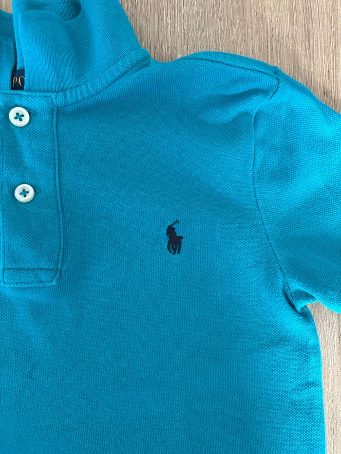 Polo shirt bleu turquoise, col roulé à bouton| Ralph Lauren ~ logo brodé | Enfant garçon 4 ans coton - photo numéro 3