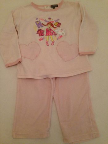 Pyjama en Velours de Coton Rose