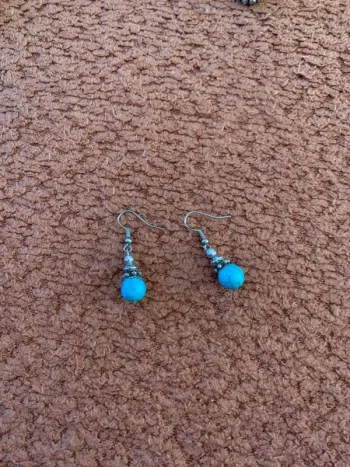 Boucles d’oreilles argenté et turquoises