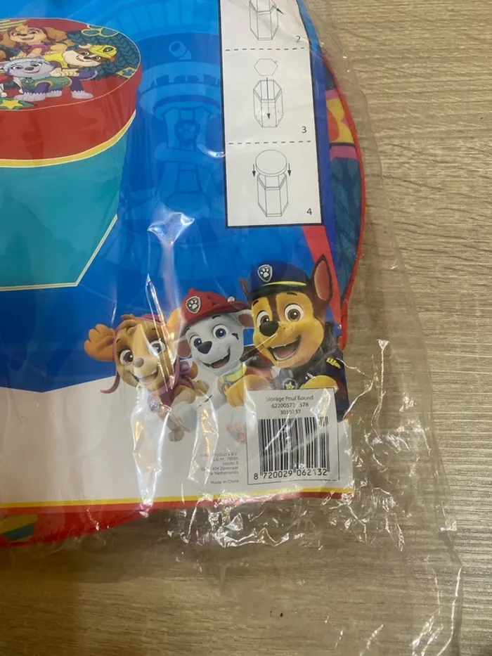 Pouf de rangement rouge et bleu Pat Patrouille 28x28x27 cm - max 25 kg Nickelodeon neuf - n84p - photo numéro 3