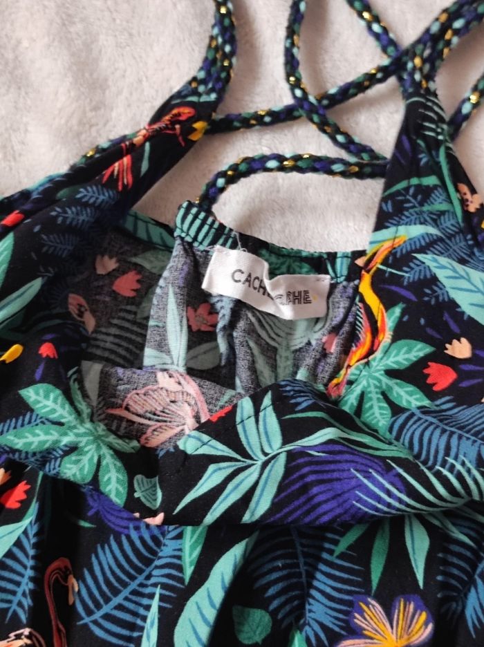 Robe courte imprimée végétaux taille XS - photo numéro 3