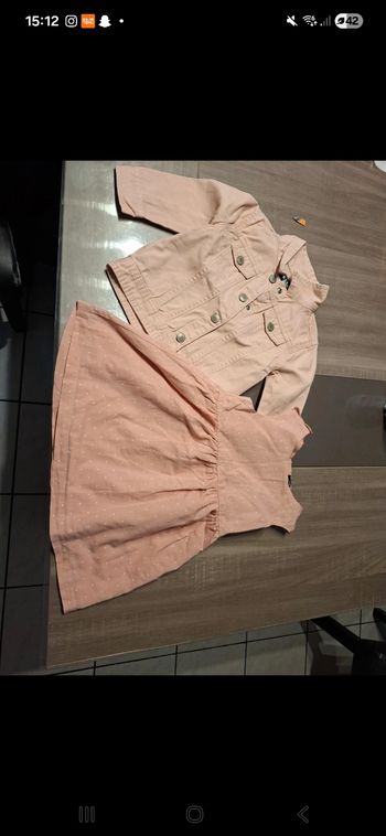 robe +veste en jean 18 mois rose 