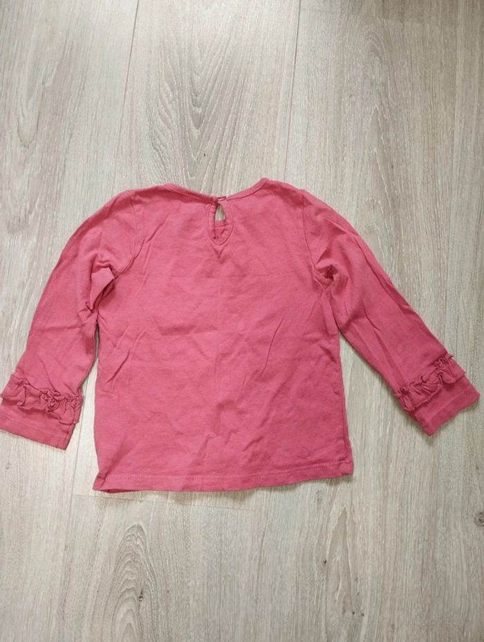 T-shirt mignon Creeks rose lapin manches longues fille 24 mois - photo numéro 3