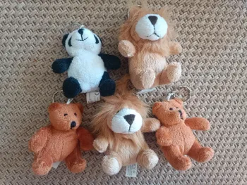 Lot de 5 porte clés peluches animaux