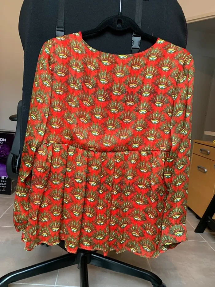 Haut évasé rouge à motifs Vintage Love taille S/M - photo numéro 5