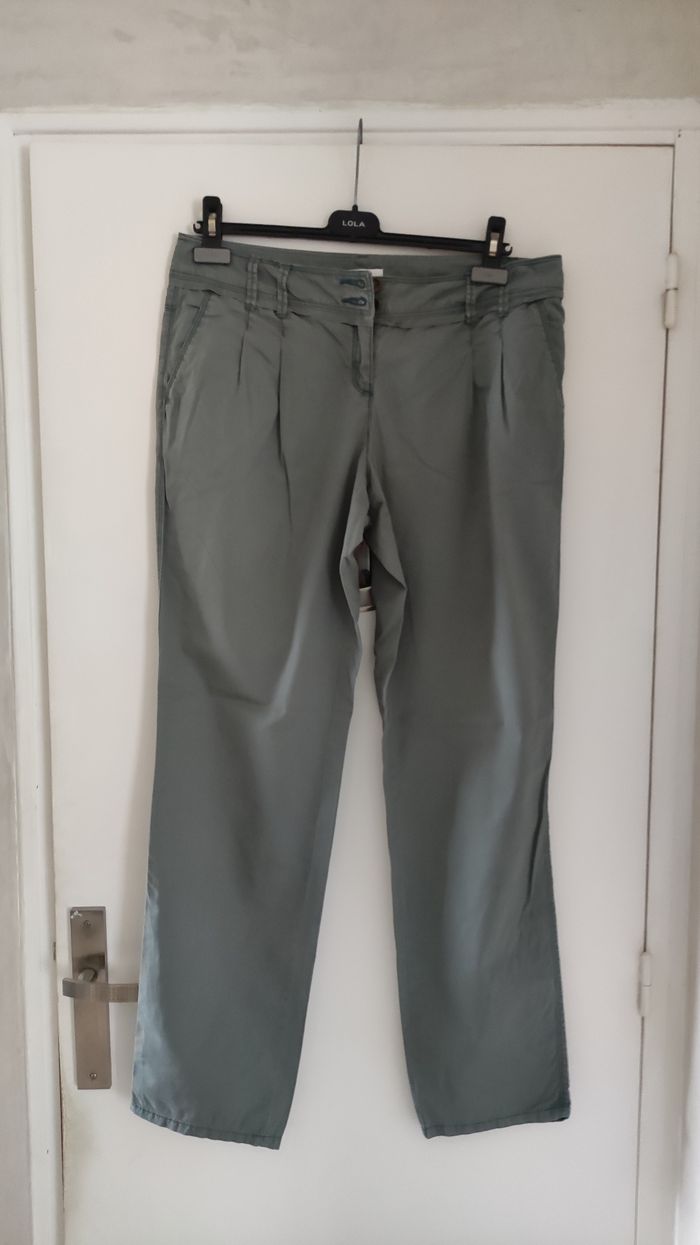 Pantalon femme en toile marque Promod taille 42 couleur kaki - photo numéro 10