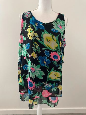 Débardeur à fleurs fluide noir et multicolore TXL/XXL 42/44