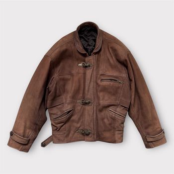 Blouson cuir vintage marron patiné style aviateur biker M (EU 50)