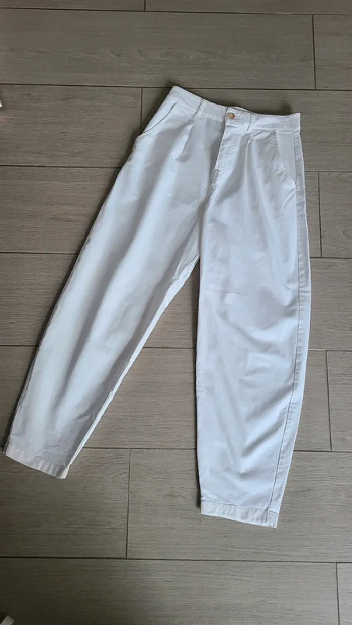 Pantalon blanc toile Zara - photo numéro 3