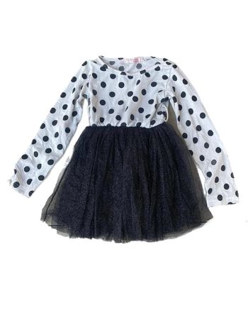 Robe blanche à pois noirs et tulle noir de marque coréenne 5 ans