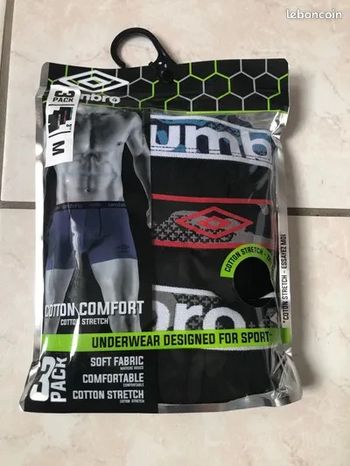 Lot de 3 boxers umbro cotton comfort taille 3 (M) neufs dans emballage