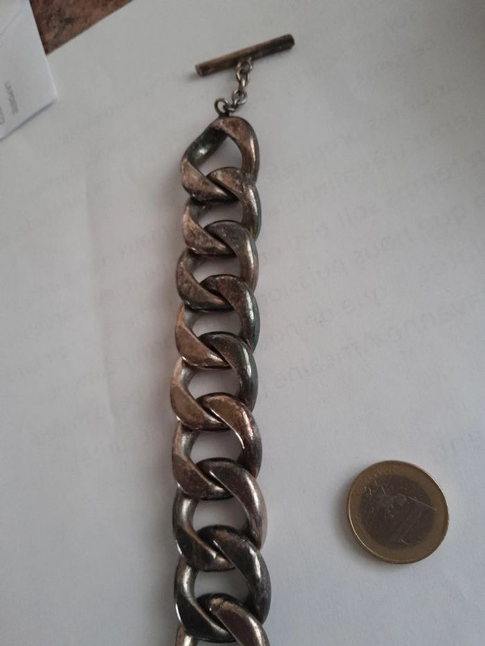 Sublime manchette ancienne style Agatha métal argenté - photo numéro 2