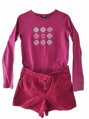 12 ans fille ensemble short hivers Vertbaudet et Teeshirt Okaïdi