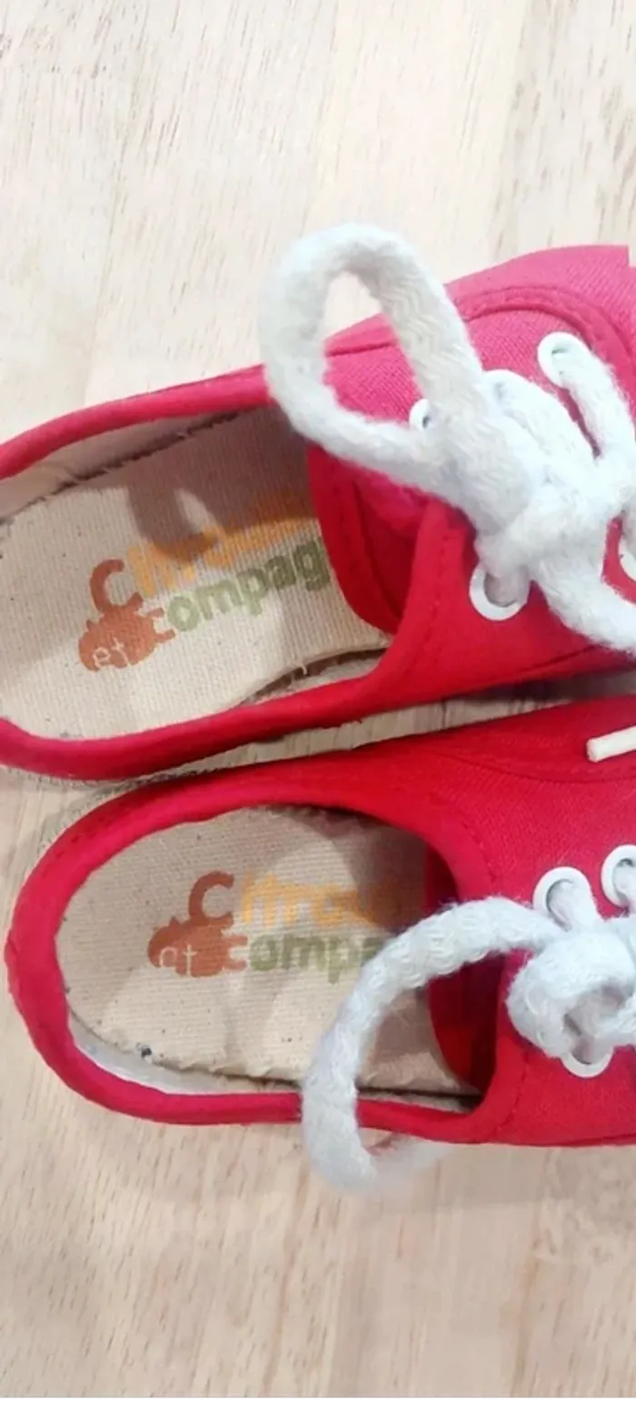 Baskets toile pointure 21 rouges - photo numéro 2