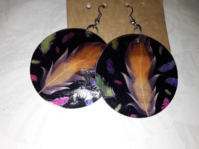 🔮 Boucles d'oreilles Plumes NEUVES 🔮 - photo numéro 2