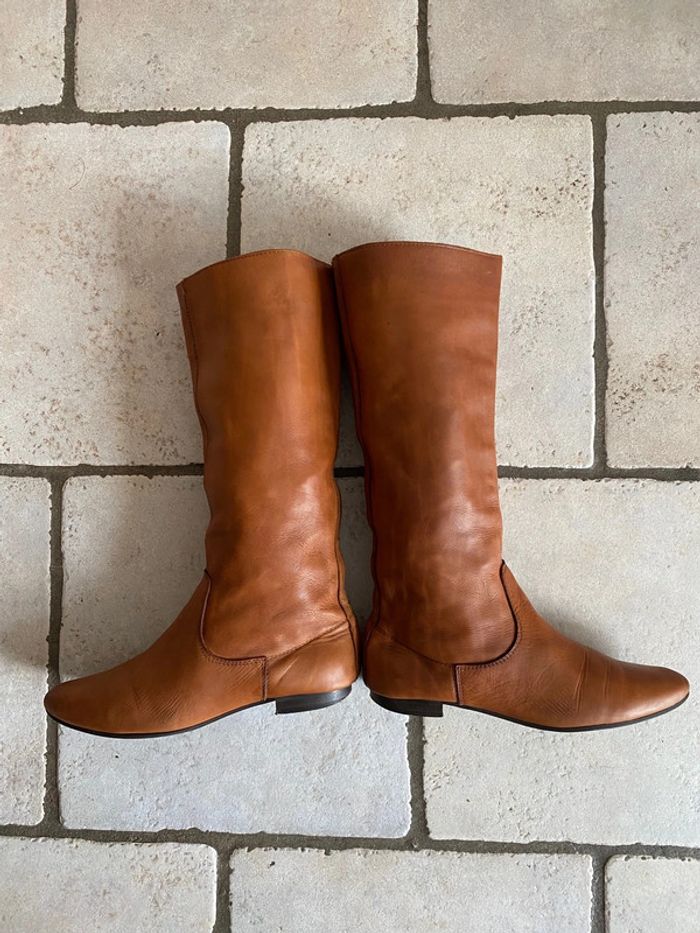 Bottes plates marron en cuir 38 - photo numéro 5