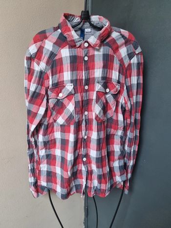 Chemise à carreaux rouge gris blanc