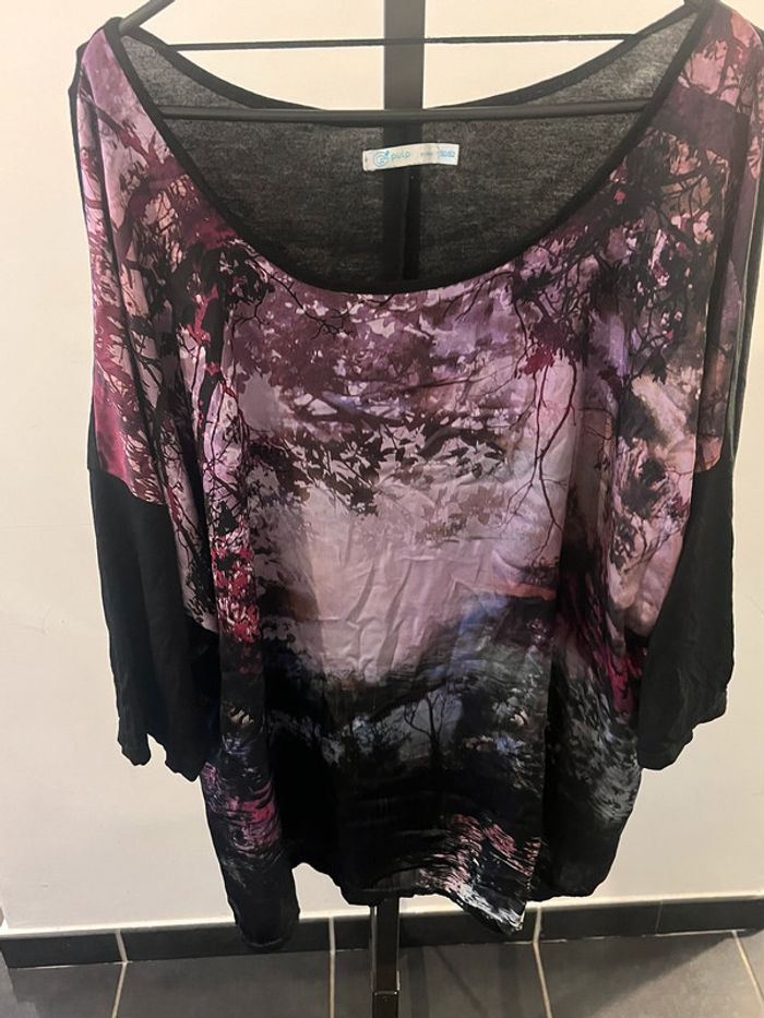 Haut violet et noir Taille 50/52 - photo numéro 2