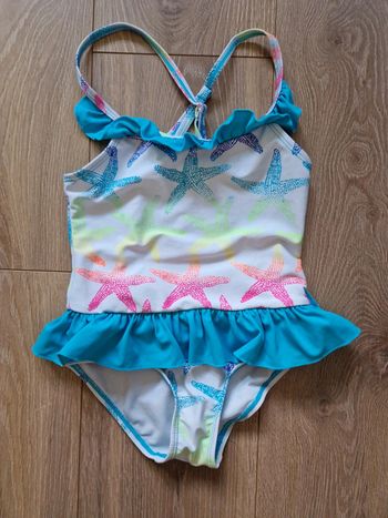 Maillot fille 1 pièce blanc bleu étoile de mer 4-5 ans