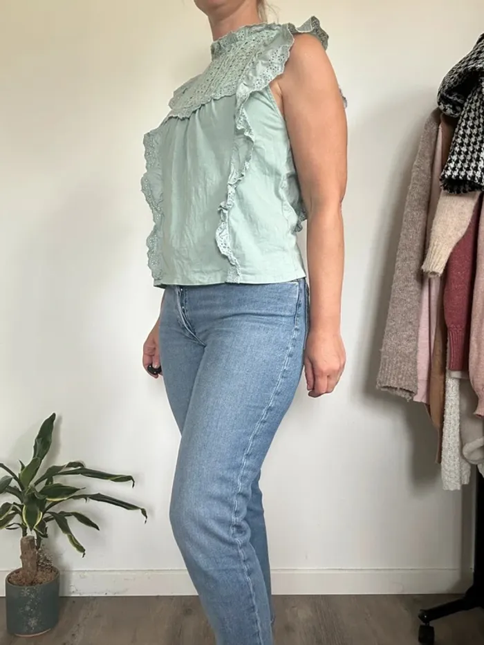 Mango Top vert d’eau coton – Taille 38 – Très bon état - photo numéro 5