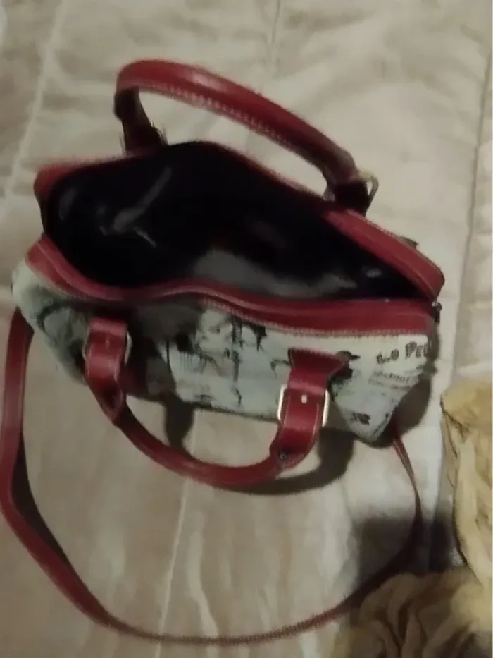 sac à main bandoulière cuir et toile épaisse imprimée  7564052210 - photo numéro 3