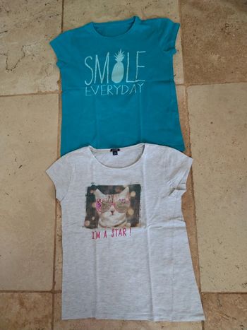 Lot de 2 t shirt manches courtes fille en 10 ans