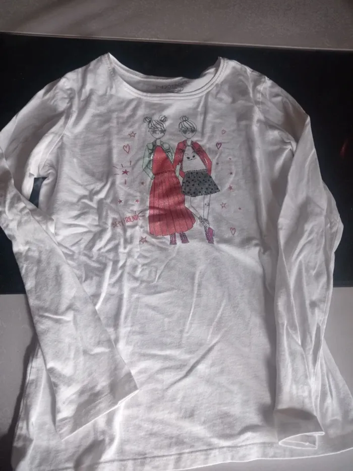 T-shirt manches longue blanc avec motifs