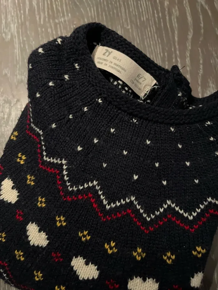 6/7 ans pull coton/laine ZY motif montagne - photo numéro 5