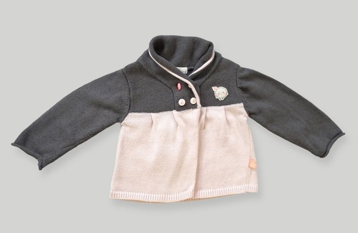 Gilet cardigan tricot rose gris nuage Du Pareil Au Même 6 mois fille - photo numéro 2