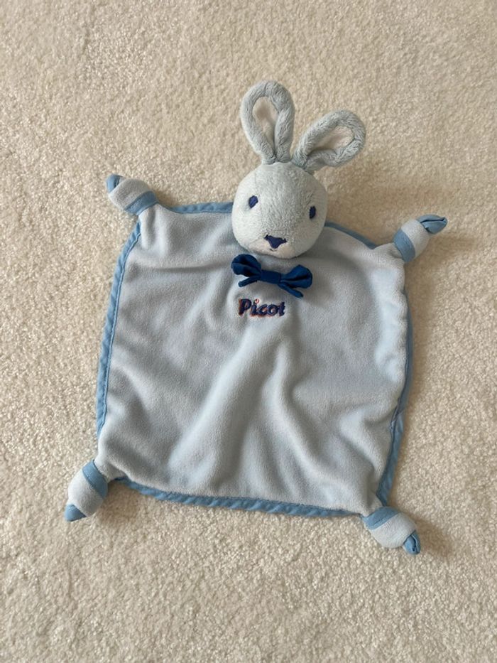 Doudou plat bleu lapin Picot