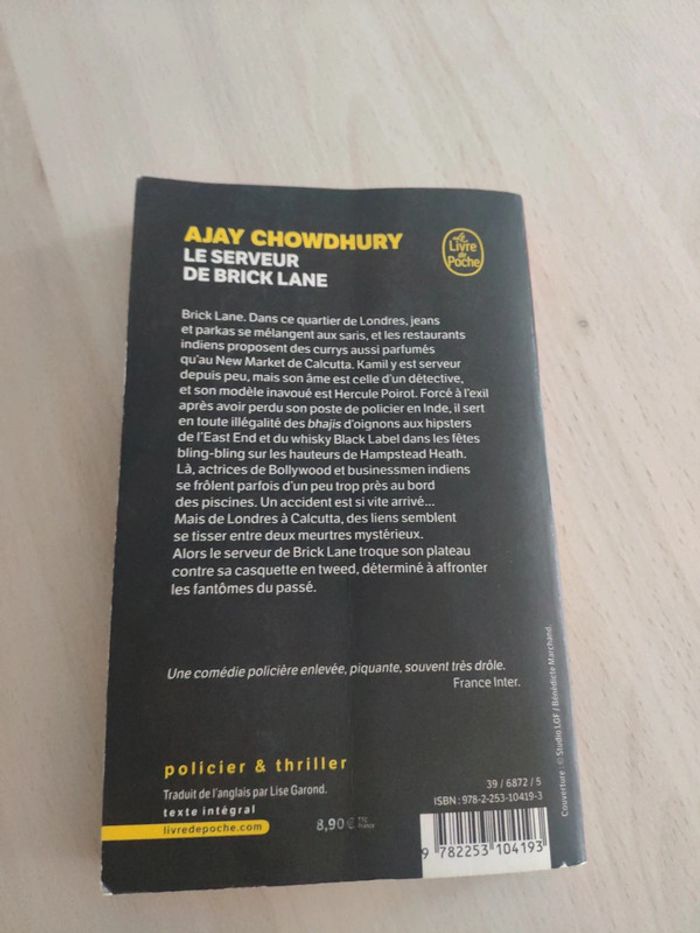 Livre poche le serveur de Brick Lane Chowdhury prix lecteur 2023 - photo numéro 4