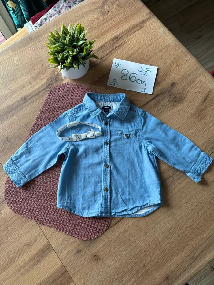 Chemise et noeud-papillon 🩵  Kiabi 86cm /18m