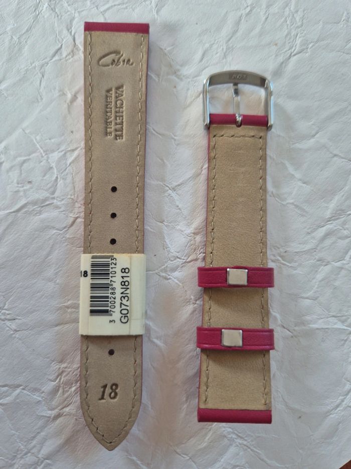 Bracelet de montre rouge framboise 18 mm - photo numéro 2