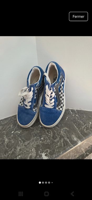 Baskets Vans bleues avec flamme et damier Taille 30.5