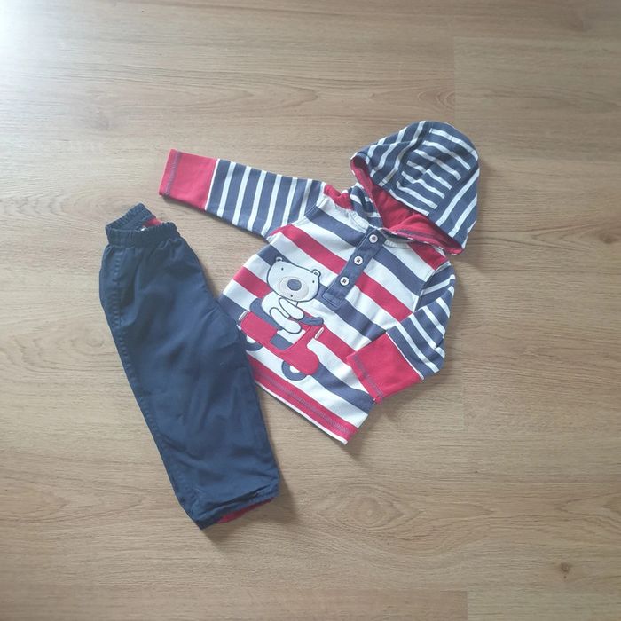 💚 Ensemble tee-shirt avec capuche pantalon Tex 6 mois #emyfleury_6moisgarçon