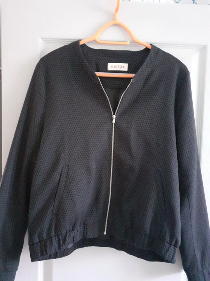 Veste zippée femme bleu marine à motifs taille 42