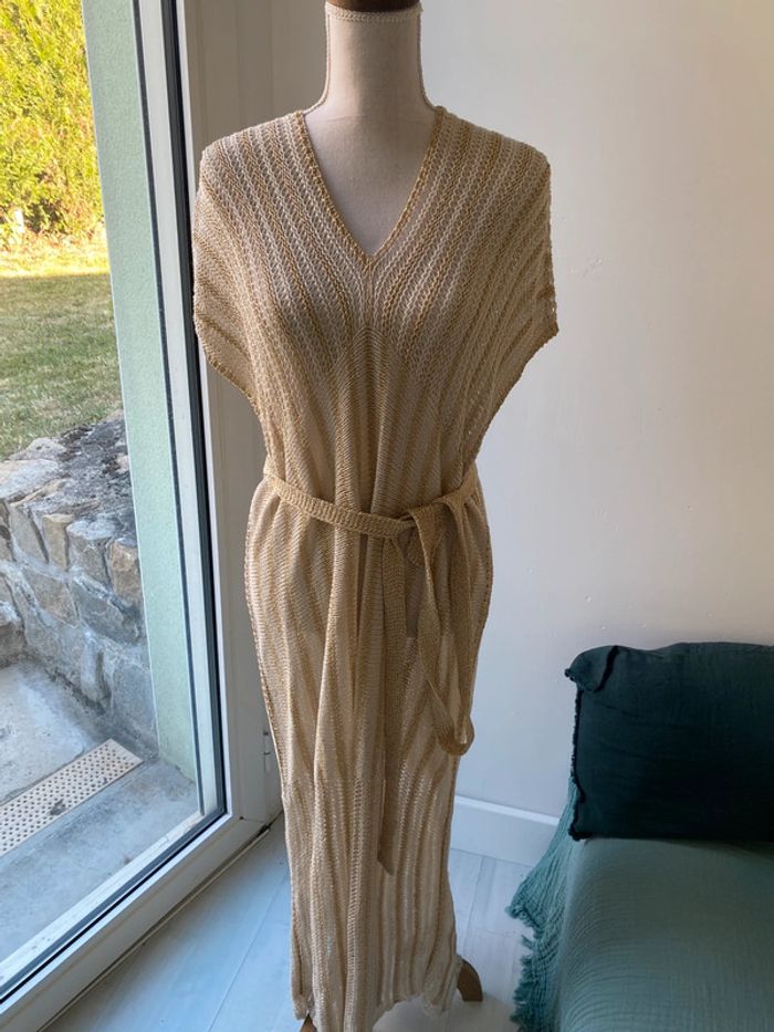 Robe longue crochet lurex dorée - photo numéro 4