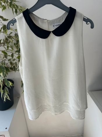 Blouse col Claudine noir et blanche
