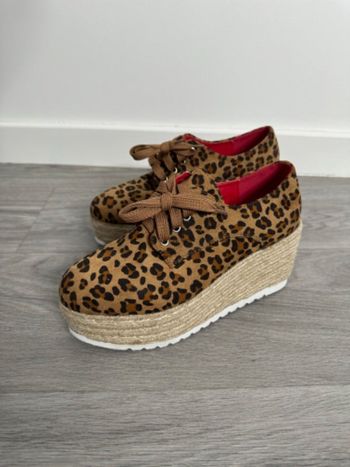 Baskets espadrilles plateformes compensées léopard T38