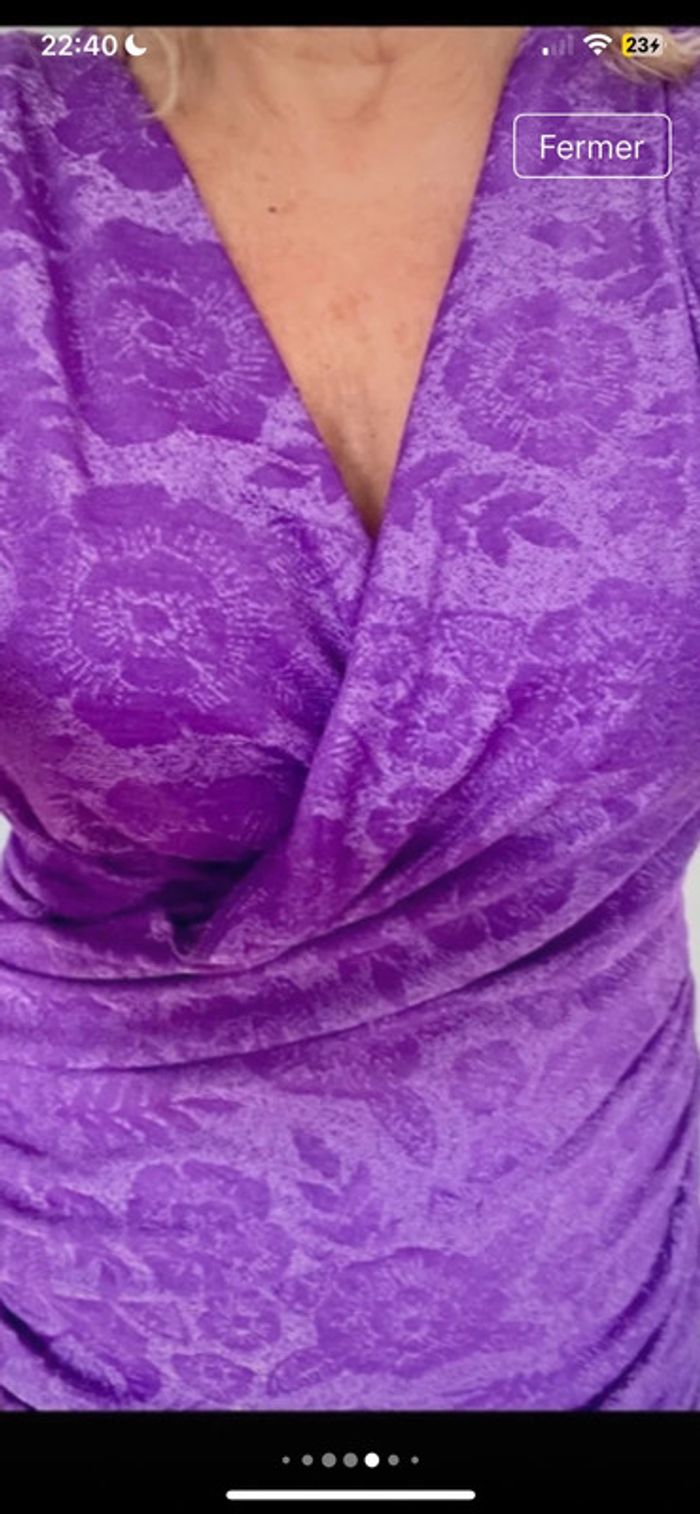Zara jolie robe à épaulette neuve cœur croisé mauve taille 38 - photo numéro 5